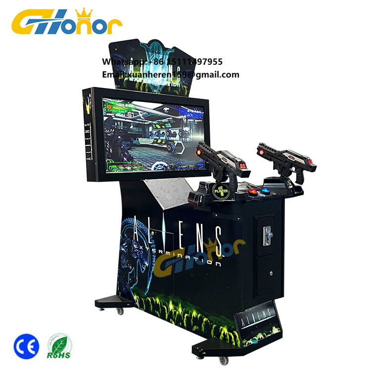 Arcade Games & Vending Co - เครื่องเกมยิงปืนหยอดเหรียญในร่มในสวนสนุก เกมยิงเอเลี่ยนหยอดเหรียญ เครื่องเกมจำลองการยิงปืนอาร์เคด