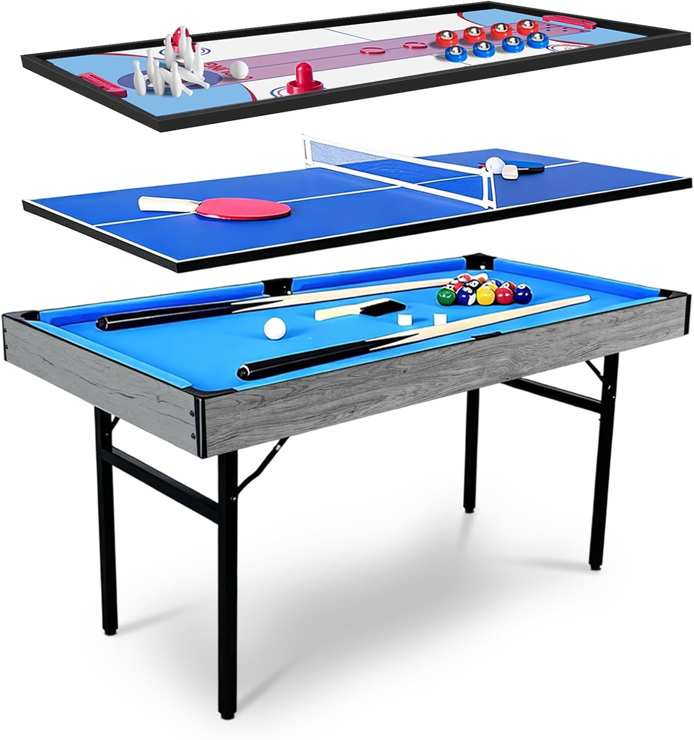 Air Hockey Table - โต๊ะเกมอเนกประสงค์ 5 in 1 แบบพับได้ ชุดโต๊ะรวมหลายเกม