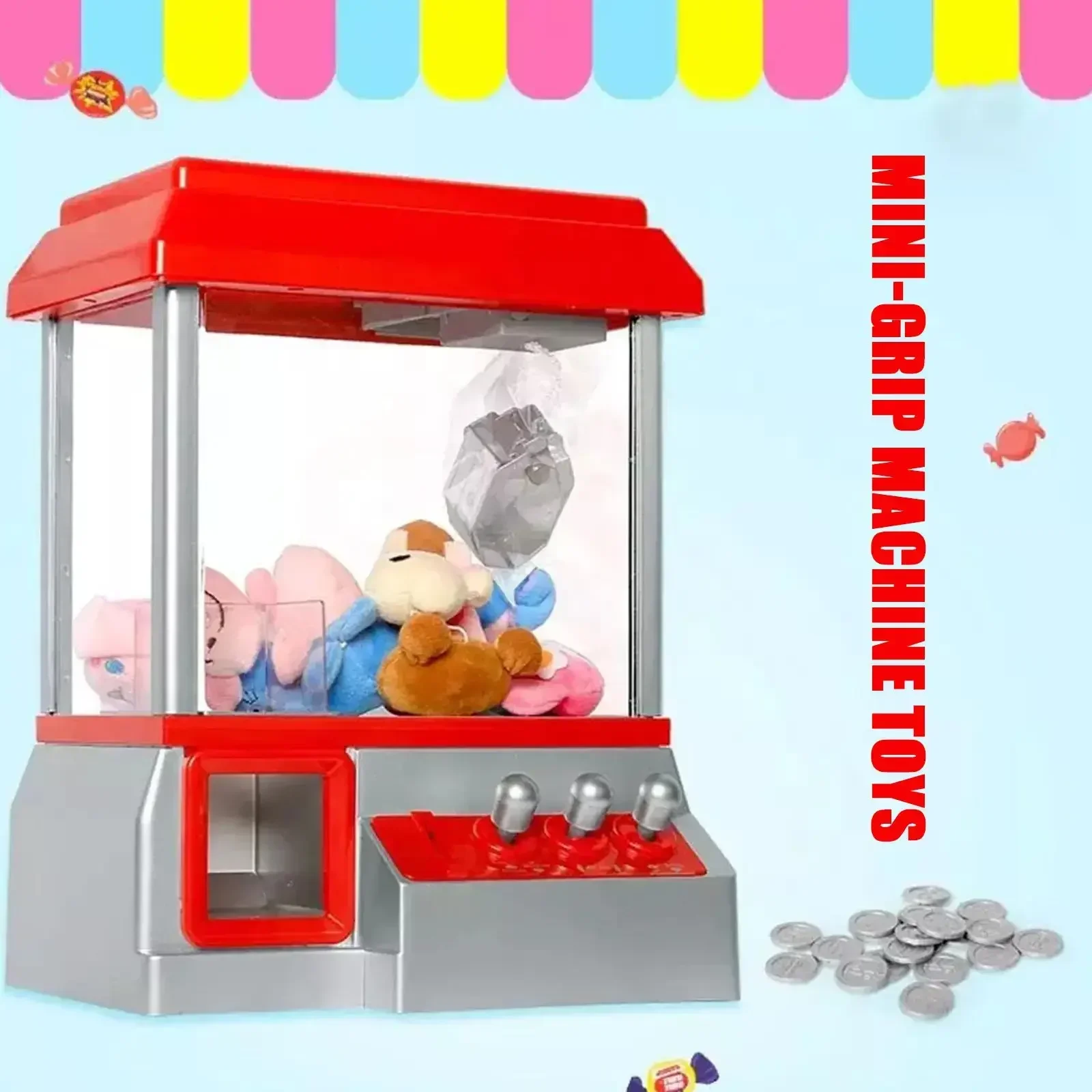 Claw Crane Machine - มินิเกมวิ่งบนเหรียญสําหรับเด็ก DIY ตุ๊กตาเครื่องกรงเล็บ Claw จับของเล่นเครนเหรียญเครื่องลูกอมตุ๊กตาดนตรีคริสต์มาส G