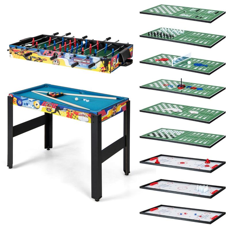 Air Hockey Table - ชุดโต๊ะเกมส์คอมโบ 12-in-1 พร้อมฟุตบอลโต๊ะ, แอร์ฮอกกี้, พูล, หมากรุก
